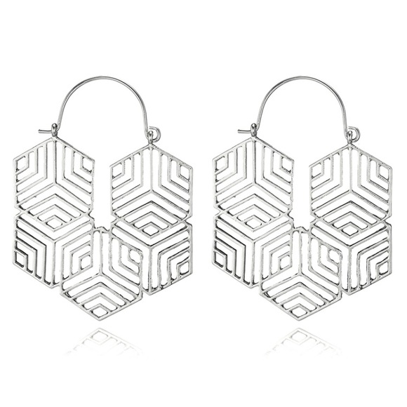 Jewelry - Geometric earrings, silver color, NEW